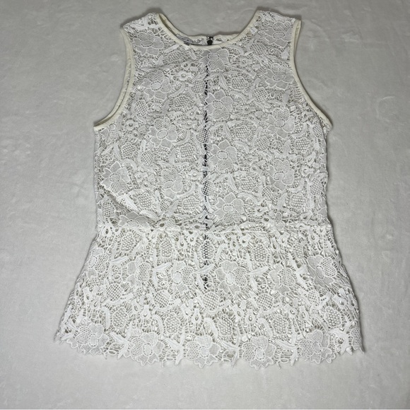 CABI Womens Style #800 Tank Open Knit Lace Overlay Ivory Size Large - Picture 1 of 9